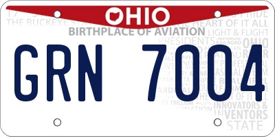 OH license plate GRN7004