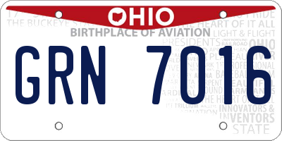 OH license plate GRN7016
