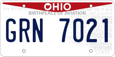 OH license plate GRN7021