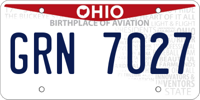 OH license plate GRN7027