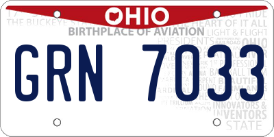 OH license plate GRN7033