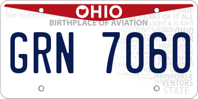 OH license plate GRN7060