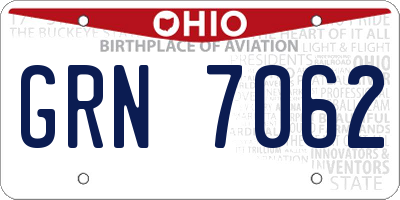 OH license plate GRN7062
