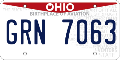 OH license plate GRN7063