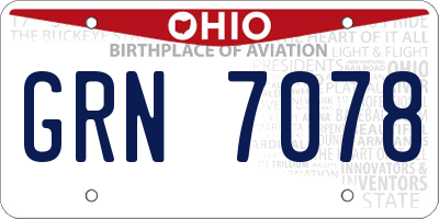 OH license plate GRN7078