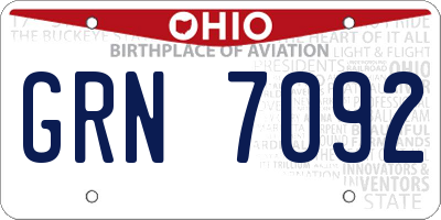 OH license plate GRN7092