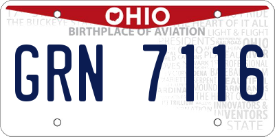 OH license plate GRN7116