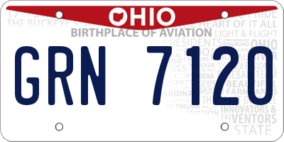 OH license plate GRN7120