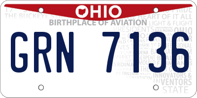 OH license plate GRN7136