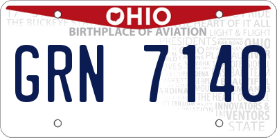 OH license plate GRN7140