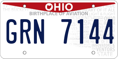 OH license plate GRN7144