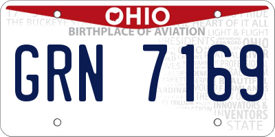 OH license plate GRN7169