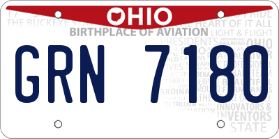 OH license plate GRN7180