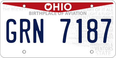 OH license plate GRN7187