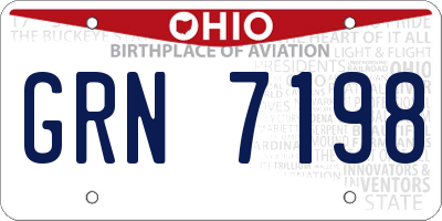 OH license plate GRN7198