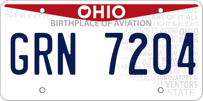 OH license plate GRN7204
