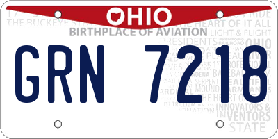 OH license plate GRN7218