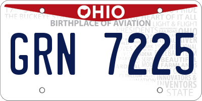 OH license plate GRN7225