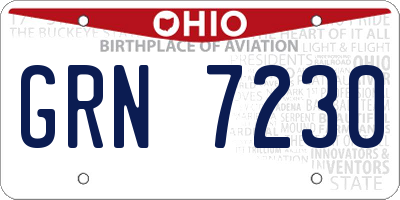 OH license plate GRN7230