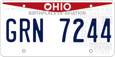 OH license plate GRN7244