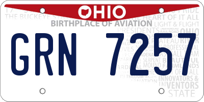 OH license plate GRN7257