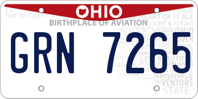 OH license plate GRN7265