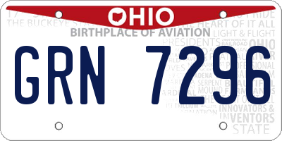 OH license plate GRN7296