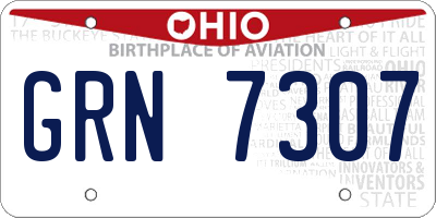 OH license plate GRN7307