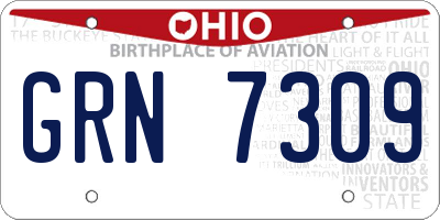 OH license plate GRN7309