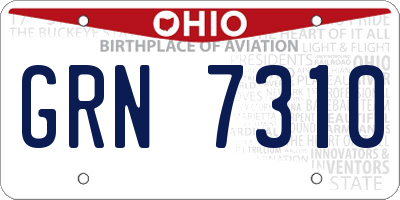 OH license plate GRN7310