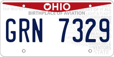 OH license plate GRN7329