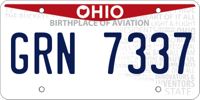OH license plate GRN7337
