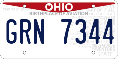 OH license plate GRN7344