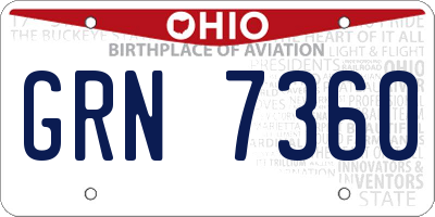 OH license plate GRN7360