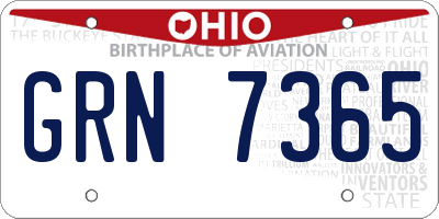 OH license plate GRN7365