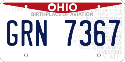 OH license plate GRN7367