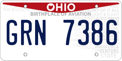 OH license plate GRN7386