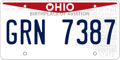 OH license plate GRN7387