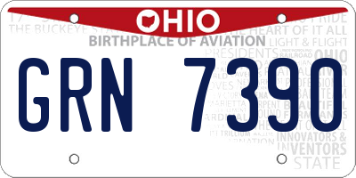 OH license plate GRN7390