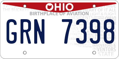 OH license plate GRN7398