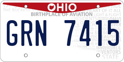 OH license plate GRN7415