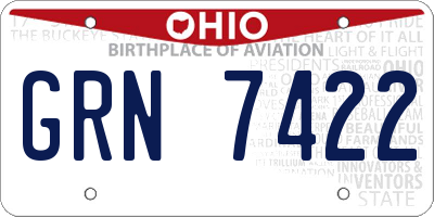 OH license plate GRN7422