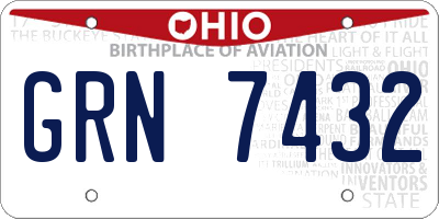 OH license plate GRN7432