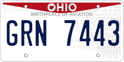 OH license plate GRN7443