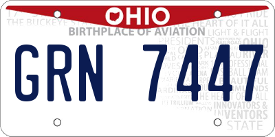 OH license plate GRN7447