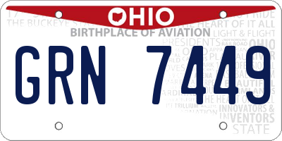 OH license plate GRN7449