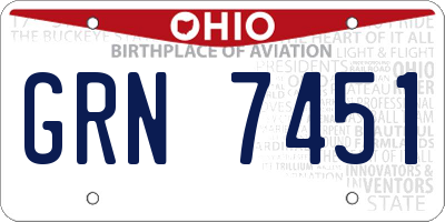 OH license plate GRN7451