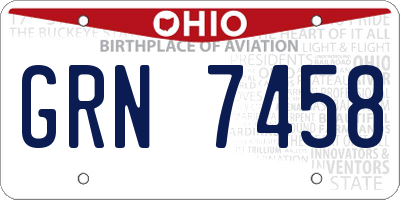 OH license plate GRN7458