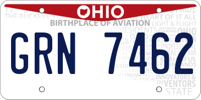 OH license plate GRN7462