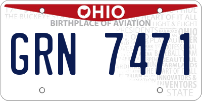 OH license plate GRN7471